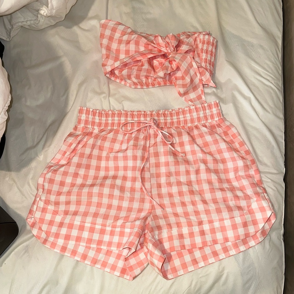 SALE- Two Piece Plaid Short Set